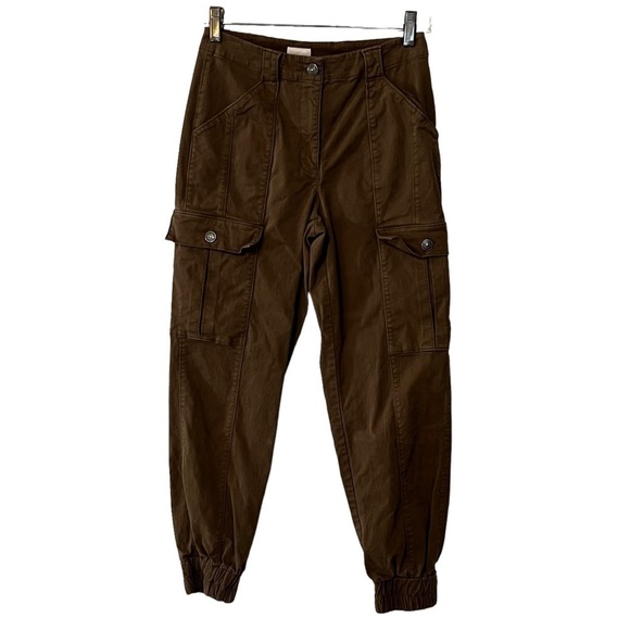 Cinq a Sept Kelly High Rise Cargo Pant Joggers 00 Brown cropped high waist - Picture 4 of 16